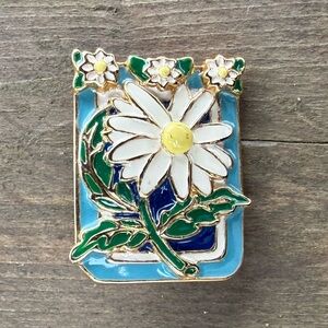 Vintage Steinmetz SFJ Enamel Daisy Brooch Pin